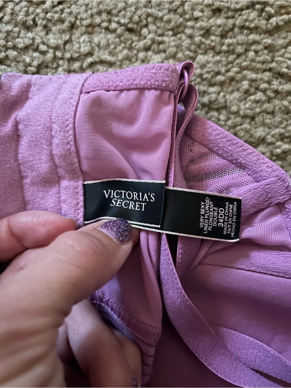 Victoria's Secret Lace Longline Bralette in Lavender Pink
